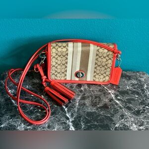 Coach Red/orange and Tan/brown  Crossbody Bag